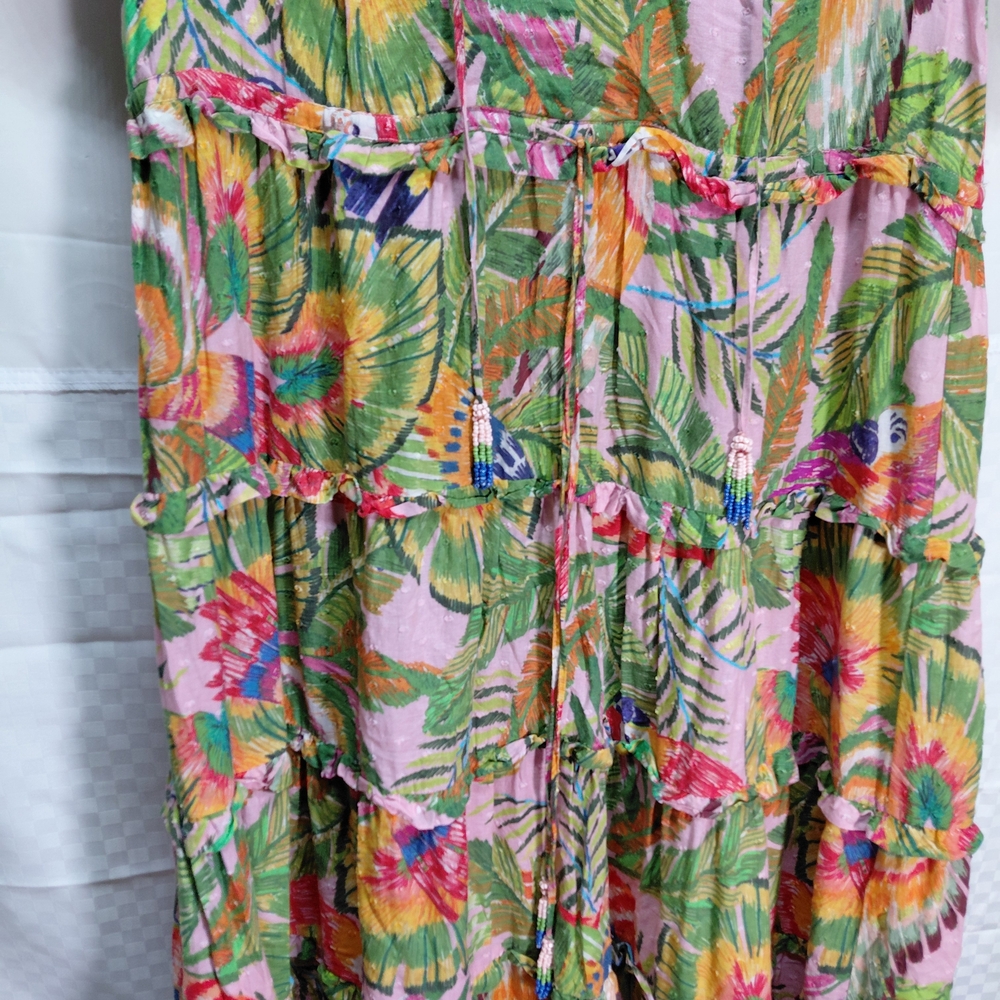 FARM Rio Tropical Floral Maxi Dress in Green and Pink - Picture 2 of 10
